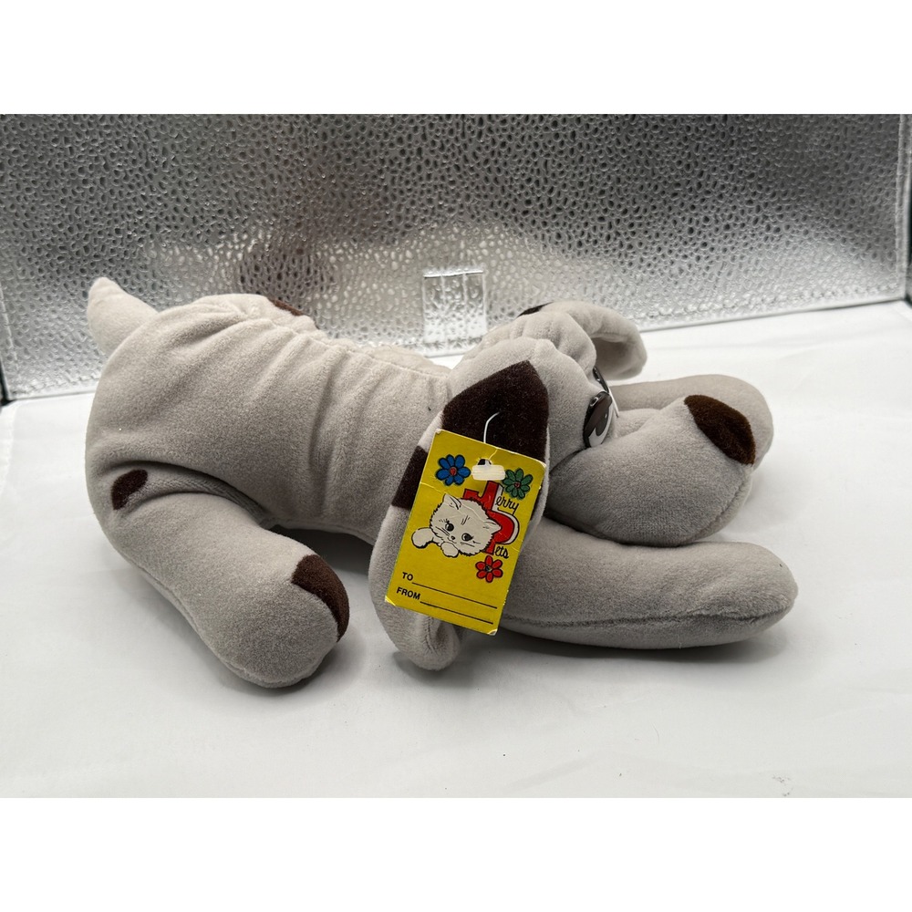 Vintage Applause Puppy Dog Plush Stuffed Animal Spotted Laying Down Toy Gift
